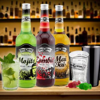 Cocktail Set No. 16 - Shaker, Ausgiesser, Mai Tai, Mojito & Zombie