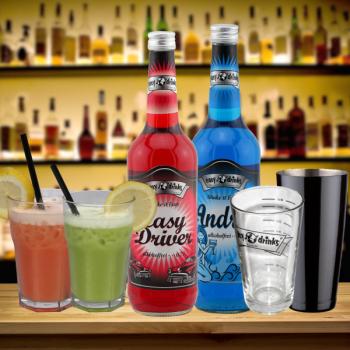 Cocktail Set No. 15 - Shaker, Gläser + 2 alkoholfreie Sirups