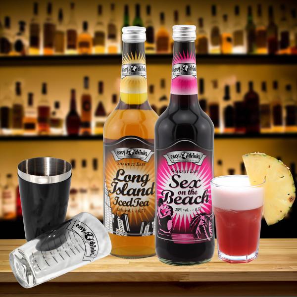 Cocktail Set - Shaker, Gläser, Sex on the Beach + Long Island